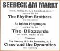 Zeitungsanzeige von 1964, aus einem Erinnerungsalbum des ersten Drummers der Blizzards, Dieter Meyer, Subang Jaya, Malaysia.
